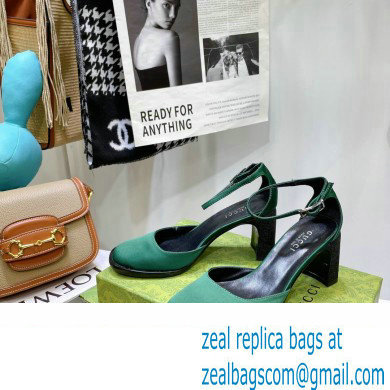 Gucci Heel 8.5cm Sandals Pumps Satin Green 2022
