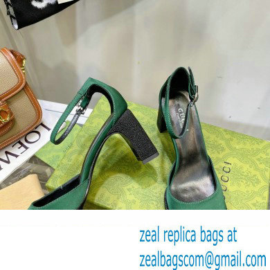 Gucci Heel 8.5cm Sandals Pumps Satin Green 2022