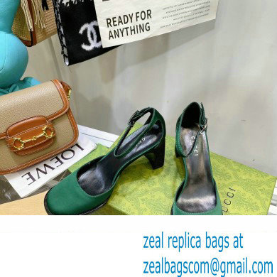 Gucci Heel 8.5cm Sandals Pumps Satin Green 2022