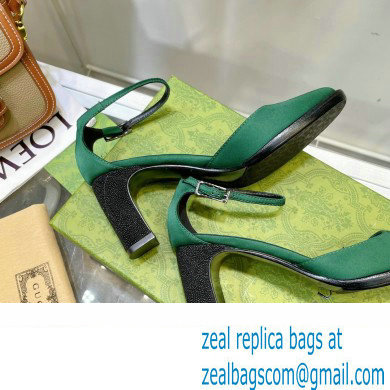 Gucci Heel 8.5cm Sandals Pumps Satin Green 2022