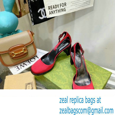 Gucci Heel 8.5cm Sandals Pumps Satin Red 2022