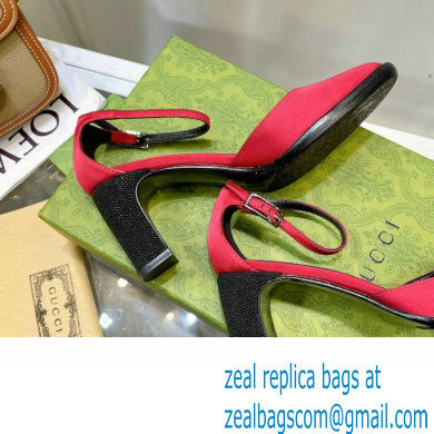 Gucci Heel 8.5cm Sandals Pumps Satin Red 2022