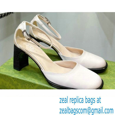 Gucci Heel 8.5cm Sandals Pumps Satin White 2022 - Click Image to Close