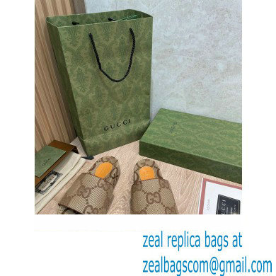 Gucci Maxi GG Canvas Slide Sandals 624695 Beige 2022