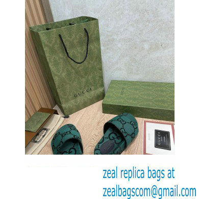 Gucci Maxi GG Canvas Slide Sandals 624695 Green 2022