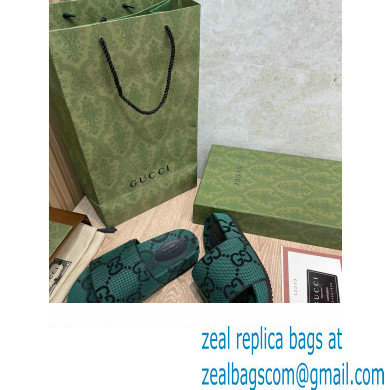 Gucci Maxi GG Canvas Slide Sandals 624695 Green 2022