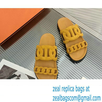 HERMES EXTRA SANDALS IN SUEDE LEATHER yellow - Click Image to Close