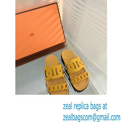 HERMES EXTRA SANDALS IN SUEDE LEATHER yellow