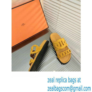 HERMES EXTRA SANDALS IN SUEDE LEATHER yellow