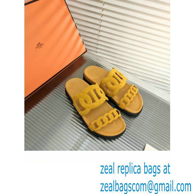 HERMES EXTRA SANDALS IN SUEDE LEATHER yellow - Click Image to Close