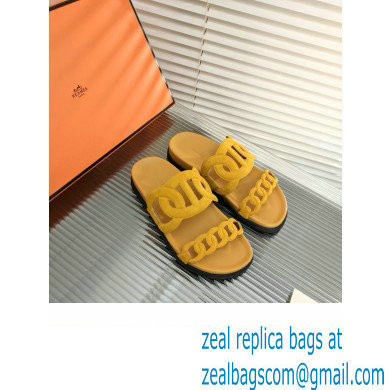 HERMES EXTRA SANDALS IN SUEDE LEATHER yellow