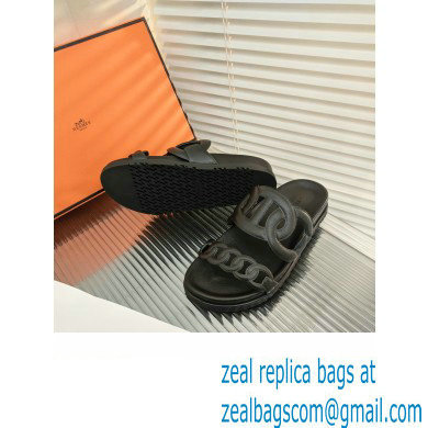 HERMES EXTRA SANDALS IN calfskin black