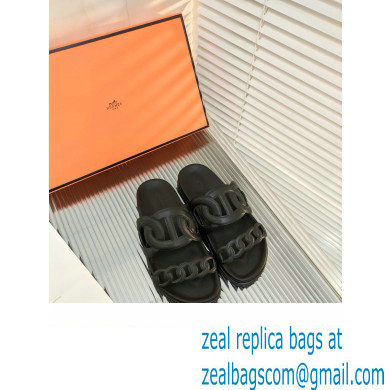 HERMES EXTRA SANDALS IN calfskin black