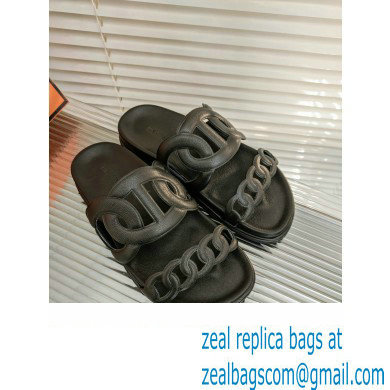 HERMES EXTRA SANDALS IN calfskin black