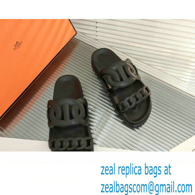 HERMES EXTRA SANDALS IN calfskin black