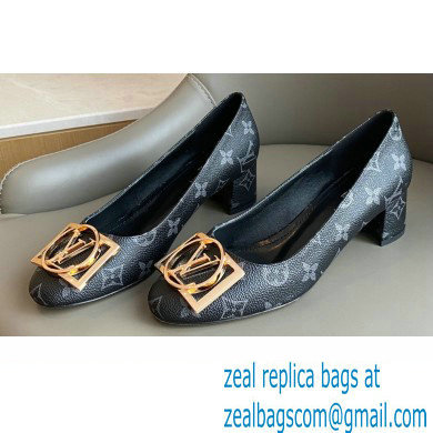 Louis Vuitton Heel 4.5cm Dauphine Madeleine Pumps Monogram Canvas Black