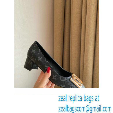 Louis Vuitton Heel 4.5cm Dauphine Madeleine Pumps Monogram Canvas Black