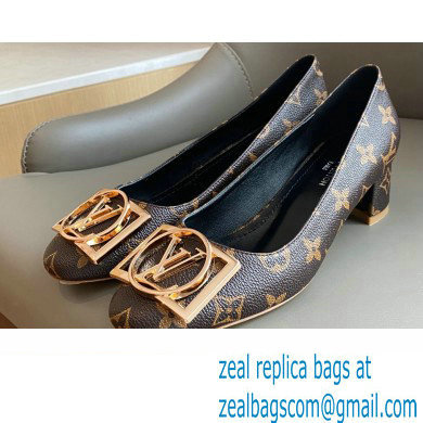 Louis Vuitton Heel 4.5cm Dauphine Madeleine Pumps Monogram Canvas Coffee