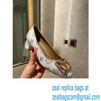 Louis Vuitton Heel 4.5cm Dauphine Madeleine Pumps Monogram Canvas White