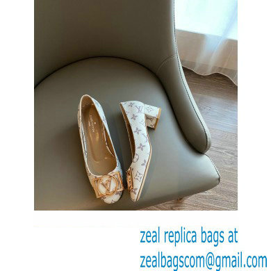 Louis Vuitton Heel 4.5cm Dauphine Madeleine Pumps Monogram Canvas White - Click Image to Close