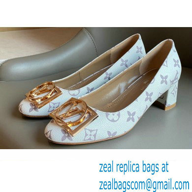 Louis Vuitton Heel 4.5cm Dauphine Madeleine Pumps Monogram Canvas White