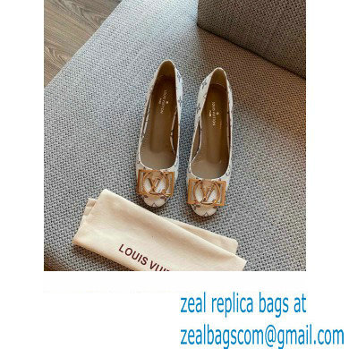 Louis Vuitton Heel 4.5cm Dauphine Madeleine Pumps Monogram Canvas White