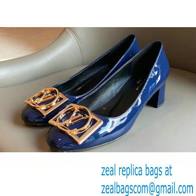 Louis Vuitton Heel 4.5cm Dauphine Madeleine Pumps Patent Blue