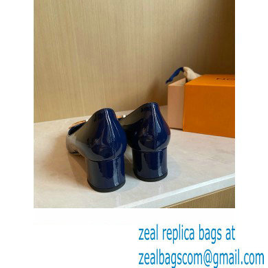Louis Vuitton Heel 4.5cm Dauphine Madeleine Pumps Patent Blue