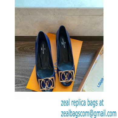 Louis Vuitton Heel 4.5cm Dauphine Madeleine Pumps Patent Blue