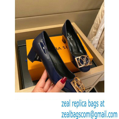 Louis Vuitton Heel 4.5cm Dauphine Madeleine Pumps Patent Blue