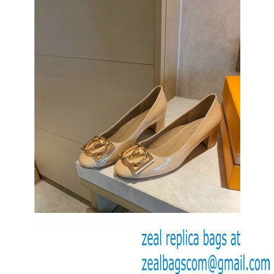 Louis Vuitton Heel 4.5cm Dauphine Madeleine Pumps Patent Nude