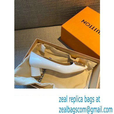 Louis Vuitton Heel 4.5cm Dauphine Madeleine Pumps Patent White