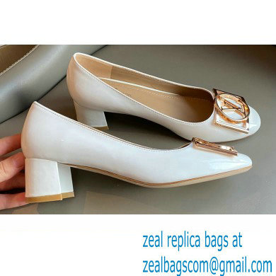 Louis Vuitton Heel 4.5cm Dauphine Madeleine Pumps Patent White
