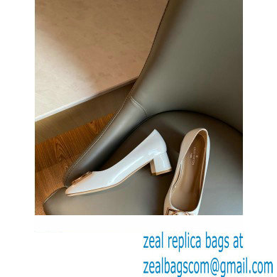 Louis Vuitton Heel 4.5cm Dauphine Madeleine Pumps Patent White
