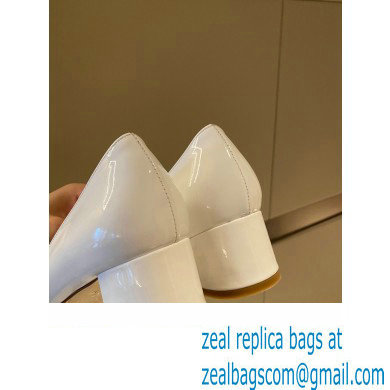 Louis Vuitton Heel 4.5cm Dauphine Madeleine Pumps Patent White