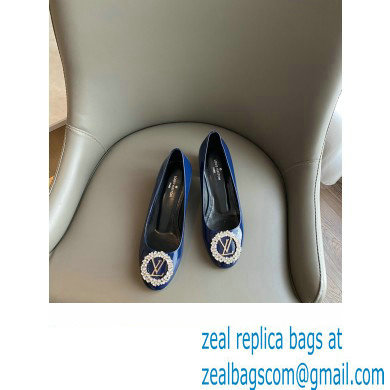 Louis Vuitton Heel 4.5cm LV Circle Madeleine Pumps Patent Blue