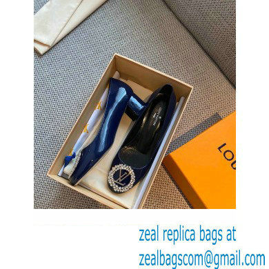 Louis Vuitton Heel 4.5cm LV Circle Madeleine Pumps Patent Blue
