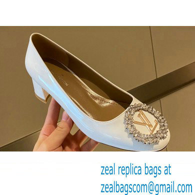 Louis Vuitton Heel 4.5cm LV Circle Madeleine Pumps Patent White