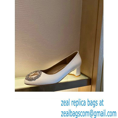 Louis Vuitton Heel 4.5cm LV Circle Madeleine Pumps Patent White