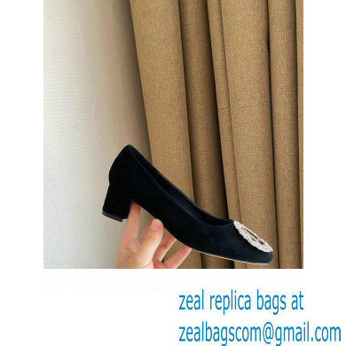Louis Vuitton Heel 4.5cm LV Circle Madeleine Pumps Suede Black - Click Image to Close