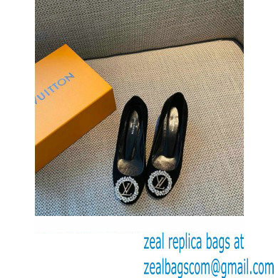 Louis Vuitton Heel 4.5cm LV Circle Madeleine Pumps Suede Black