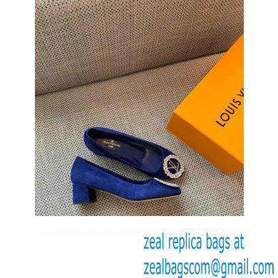 Louis Vuitton Heel 4.5cm LV Circle Madeleine Pumps Suede Blue - Click Image to Close