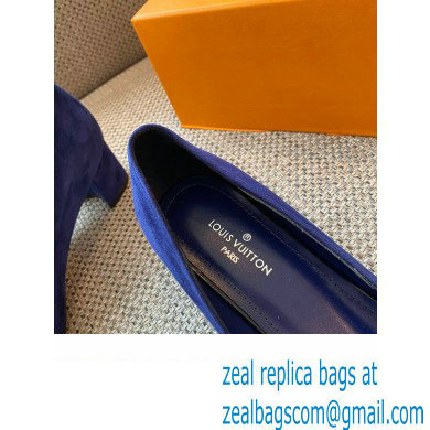 Louis Vuitton Heel 4.5cm LV Circle Madeleine Pumps Suede Blue - Click Image to Close