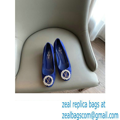 Louis Vuitton Heel 4.5cm LV Circle Madeleine Pumps Suede Blue - Click Image to Close