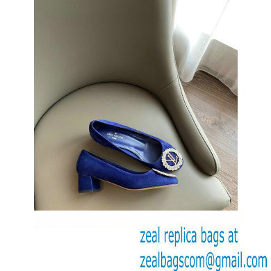 Louis Vuitton Heel 4.5cm LV Circle Madeleine Pumps Suede Blue - Click Image to Close