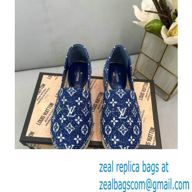 Louis Vuitton Monogram Denim Starboard Flat Espadrilles Navy Blue 2022