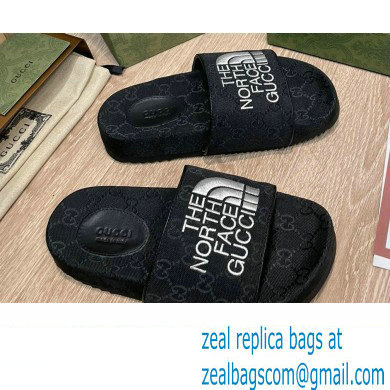 The North Face x Gucci GG Slide Sandals Black/White 2022