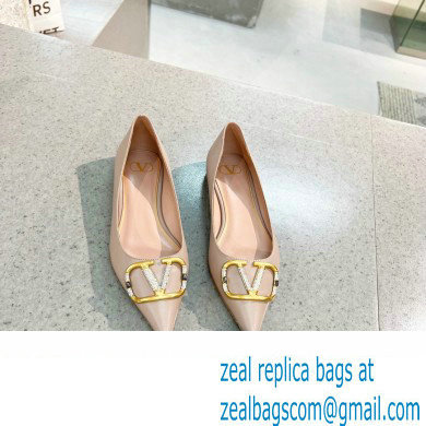 Valentino Crystal VLogo Signature Calfskin Ballet Flats Nude - Click Image to Close