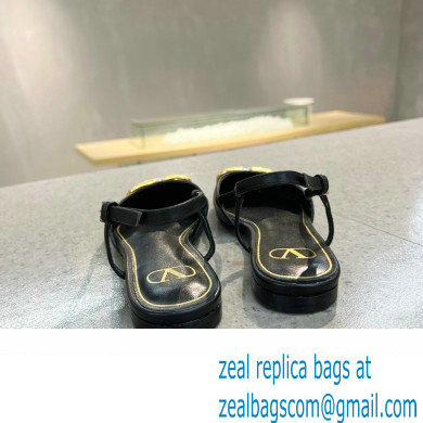 Valentino Crystal VLogo Signature Calfskin Slingback Ballet Flats Black