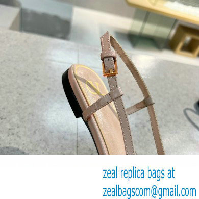 Valentino Crystal VLogo Signature Calfskin Slingback Ballet Flats Nude